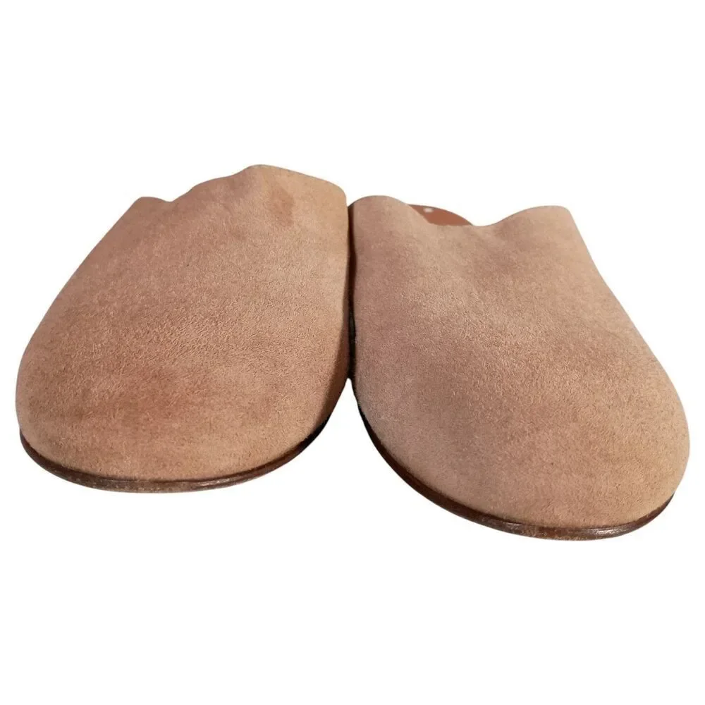 Madison Los Angeles Mule Shoe Flats Tan Suede Leather Womens 38.5/US 8.5